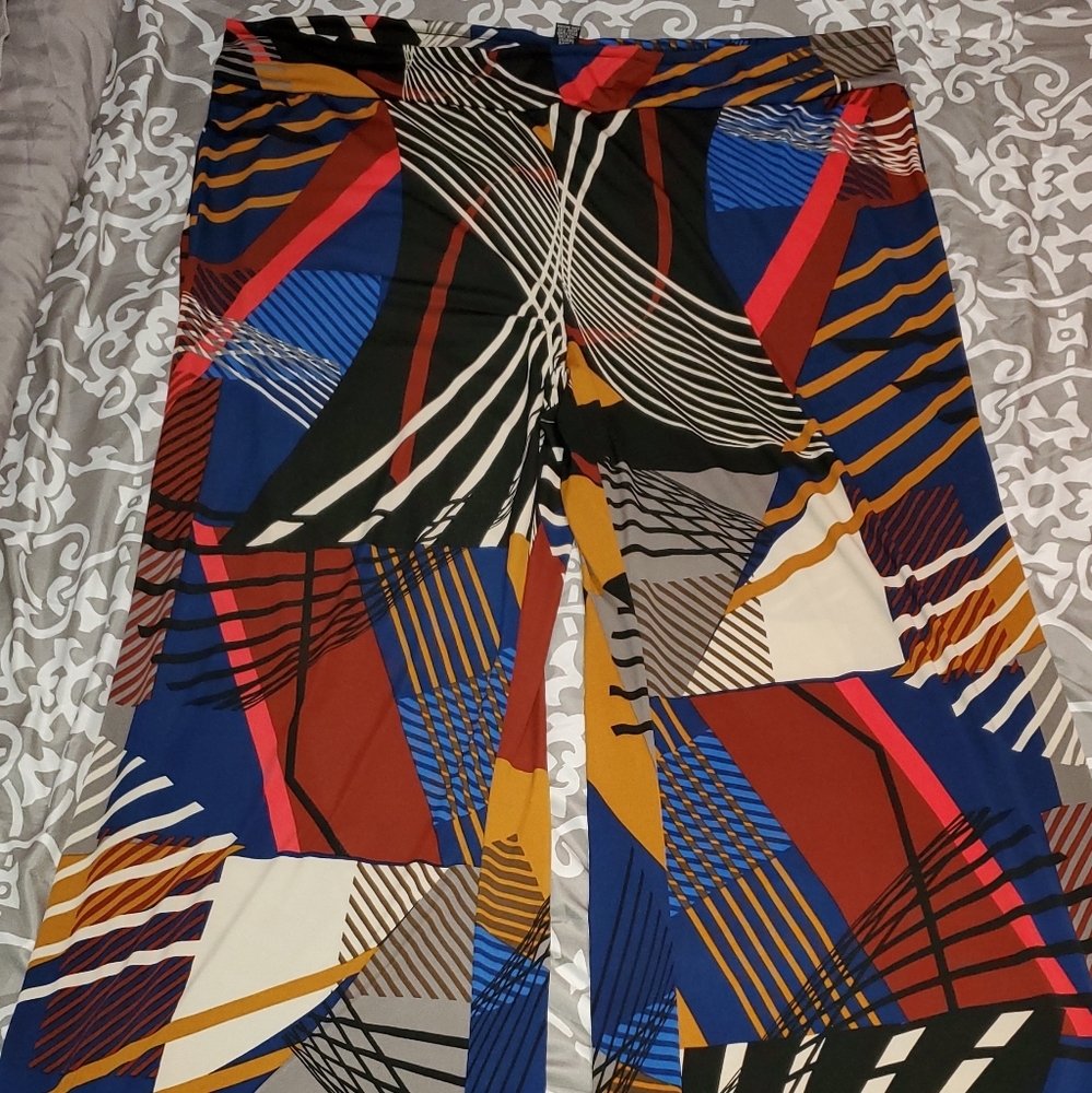 Roamans 3X wide leg multicolored pants